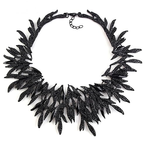 Vintage Bib Choker Collar Neklace Black Leaf Statement Collar Necklace