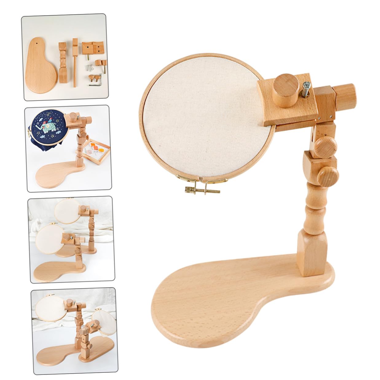 Homoyoyo Soporte de Regazo para Bordado Ajustable de Madera Maciza, Bastidor Pequeño de 20 Cm para Punto de Cruz, Uso Profesional y Manualidades, Kit para Costura en Mesa, Obsequio