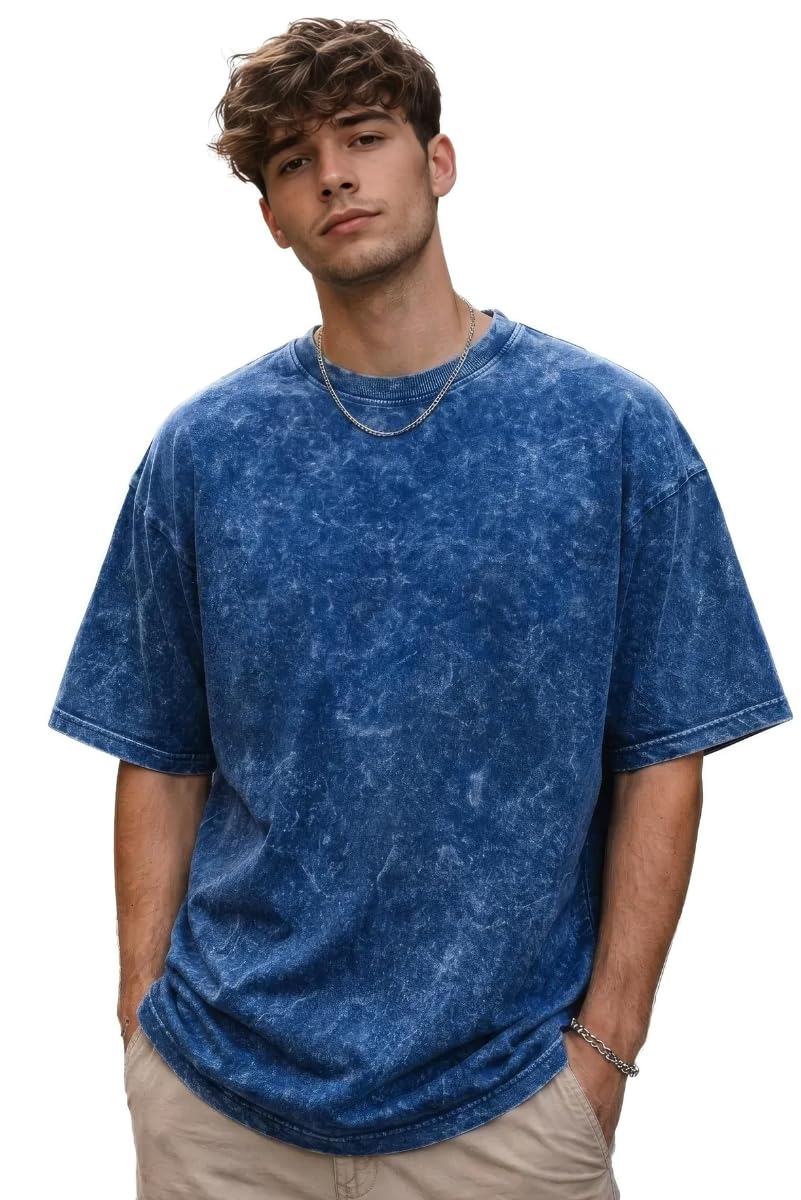 100% Cotton Oversized T-Shirt Unisex Drop Shoulder Dye Washed Street Look Black Pack of 1-image-10