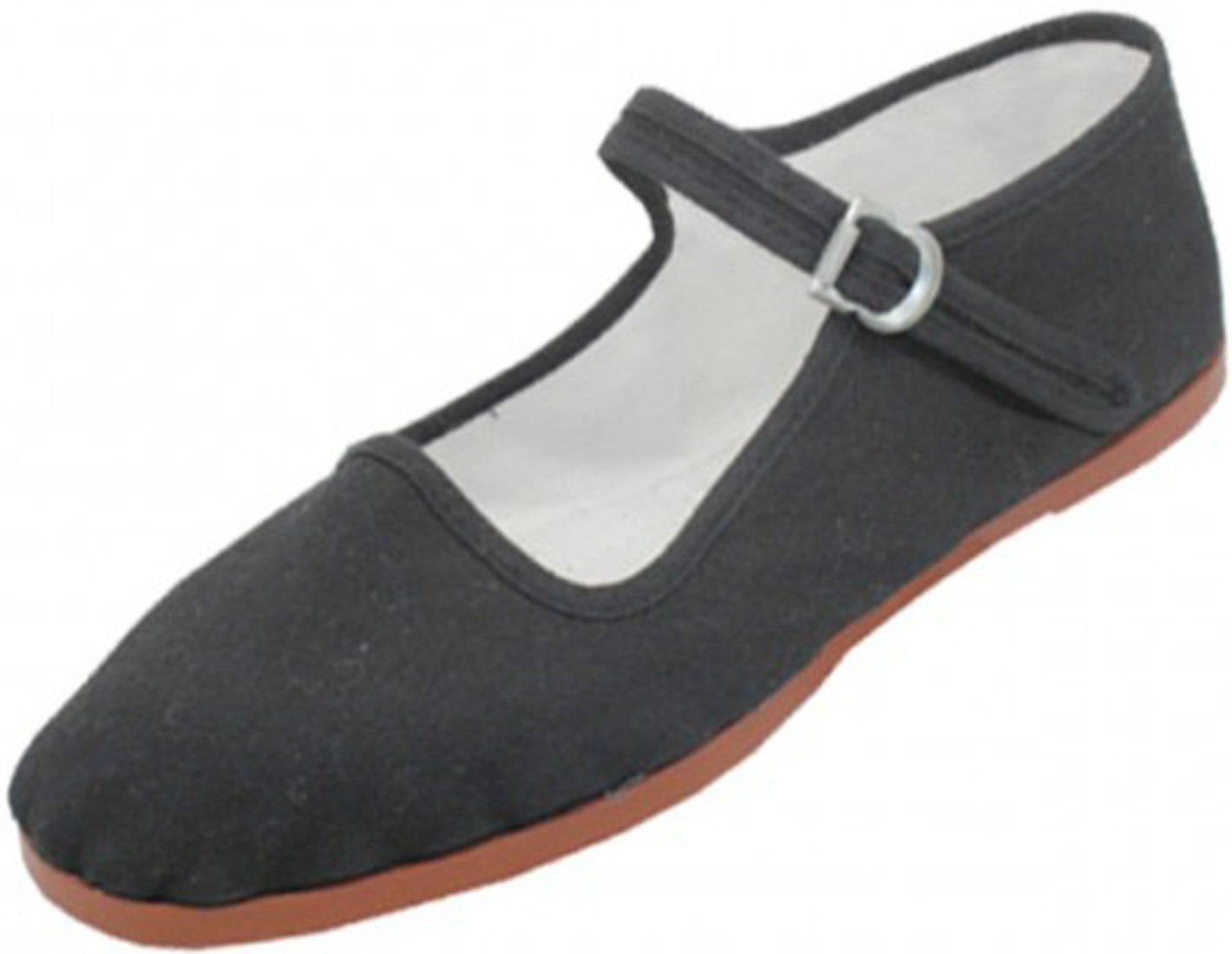 Easy USA Womens Cotton Mary Jane Shoes Ballerina Ballet Flats Shoes (8, Black Embroidered 114)