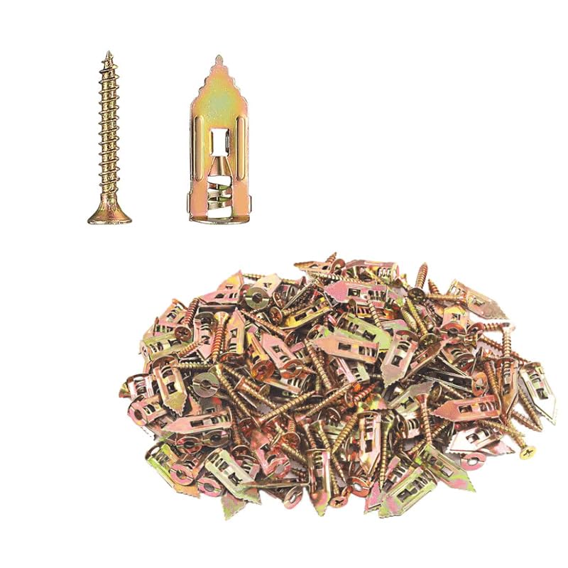 SEESE Self-Drilling Drywall Anchors and ScrewsKit,Heavy Duty Wall Anchors with Screws, No Drill Needed, Hollow Wall Anchors for Hanging Pictures, Shelves, TV Mounts (0.47 * 1.18inch, 200, PCS)