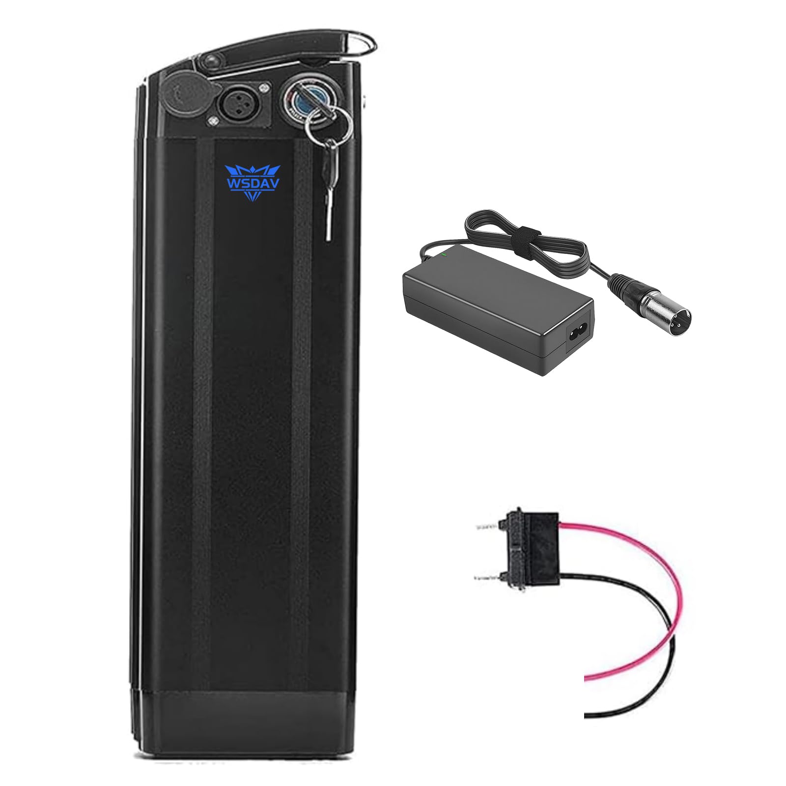 WSDAV Lithium Battery 36V 15.6Ah 18Ah 21Ah Electric Bike Battery 48V 15.6Ah 18Ah Folding Bicycle Batteries with Charger and Key lock,48V 15.6Ah