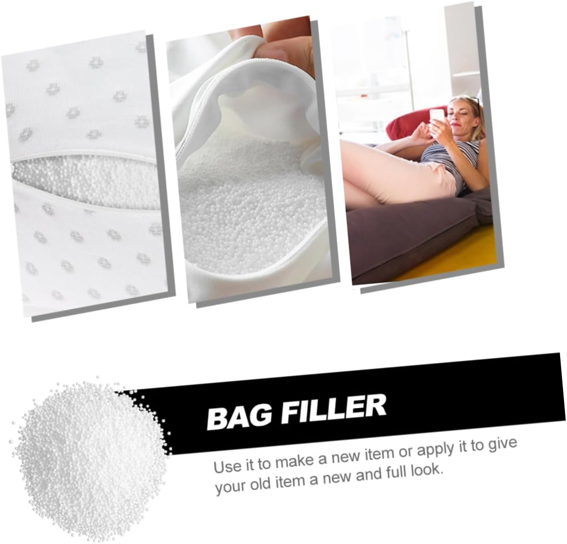 1bag Filling Foam Particles for Bean Bags and Dog Beds Lightweight DIY Craft Supplies for Cushions and Decorative Projects White Beads
