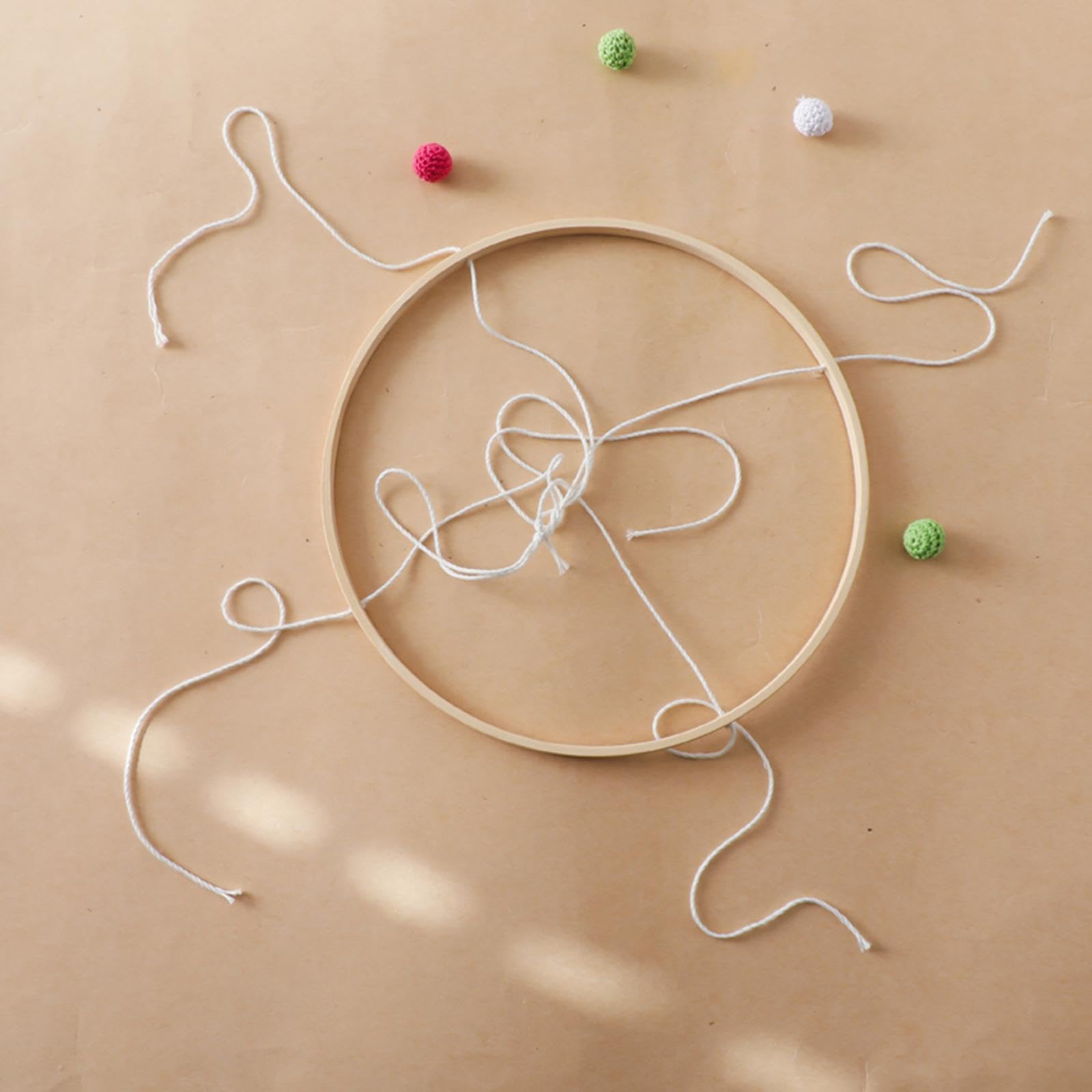 Estructura Móvil de Bambú para Cuna Infantil Marco de Madera para Manualidades Colgantes Soporte Resistente para Campanillas Y Adornos Accesorios Arte, 23 Cm 4 Agujeros, Individual