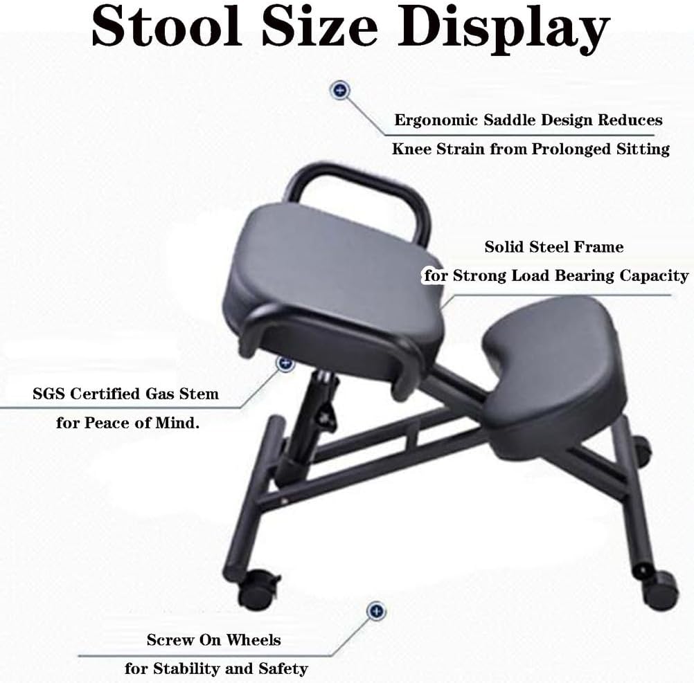 SFKLYU Height Adjustable Anti Hunchback Kneeling Chair, Posture Chair with Wheels and Armrests, Ergonomic Kneeling Chair for Upright Posture Home, Office