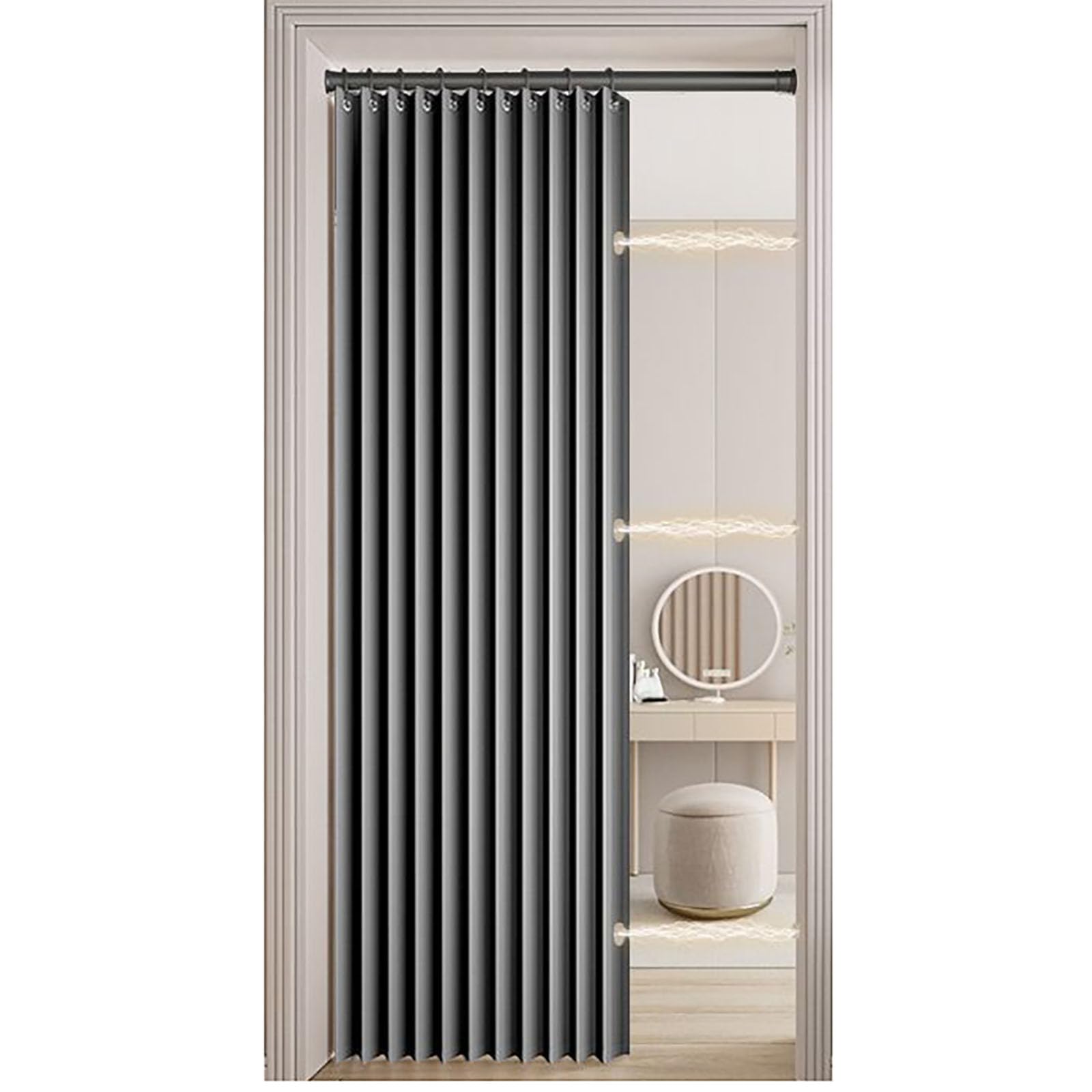 Rideau de porte magnétique occultant avec isolation thermique et tringle incluse