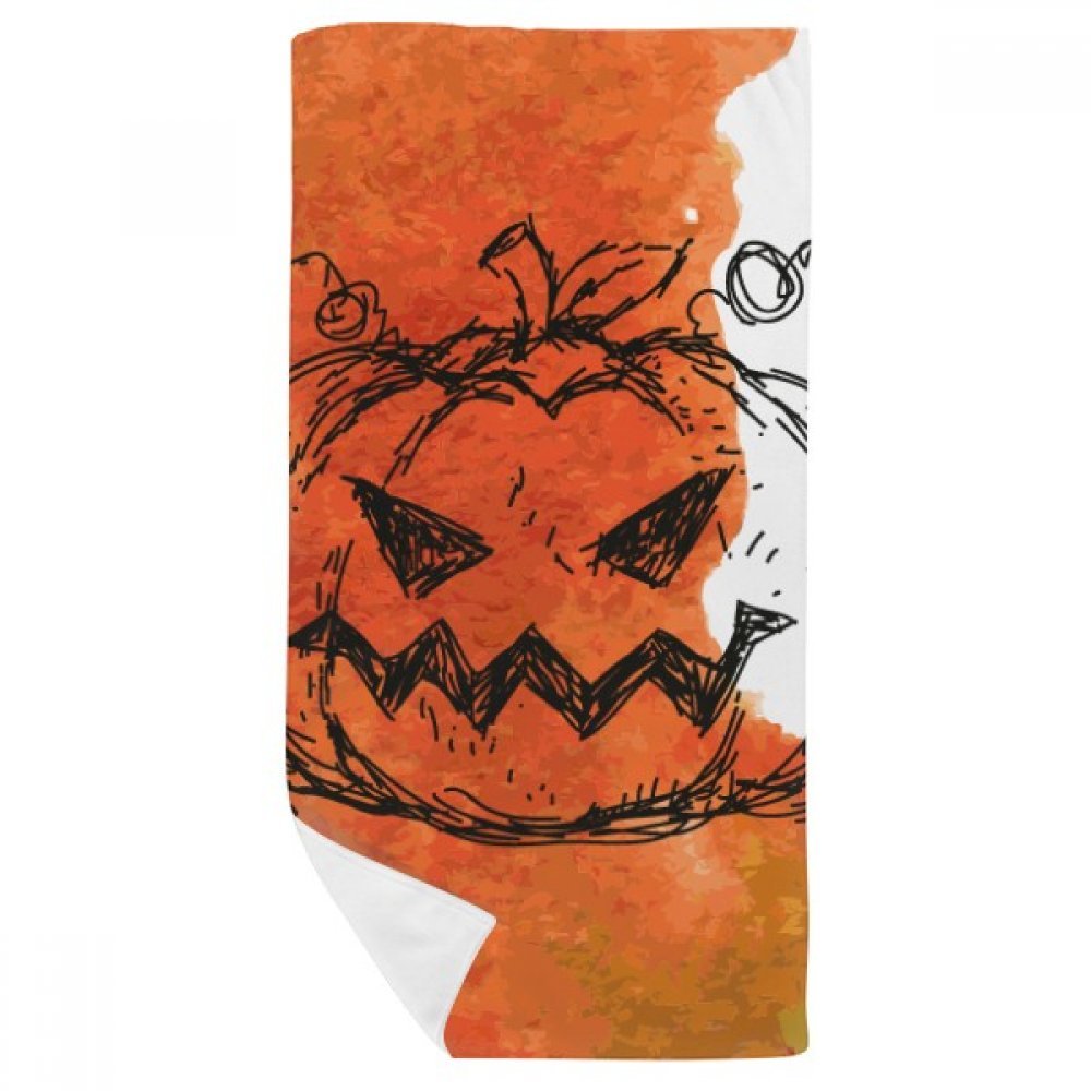 Gant de toilette Halloween citrouille peinte à la main serviette de bain douce 35x70cm multicolor