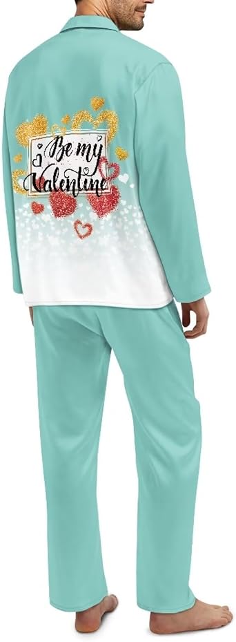 Personalized Pajama Set Love Print Pajamas For Couple - Women Men Sleepwear Long Sleeve Holiday PJs Matching Sets