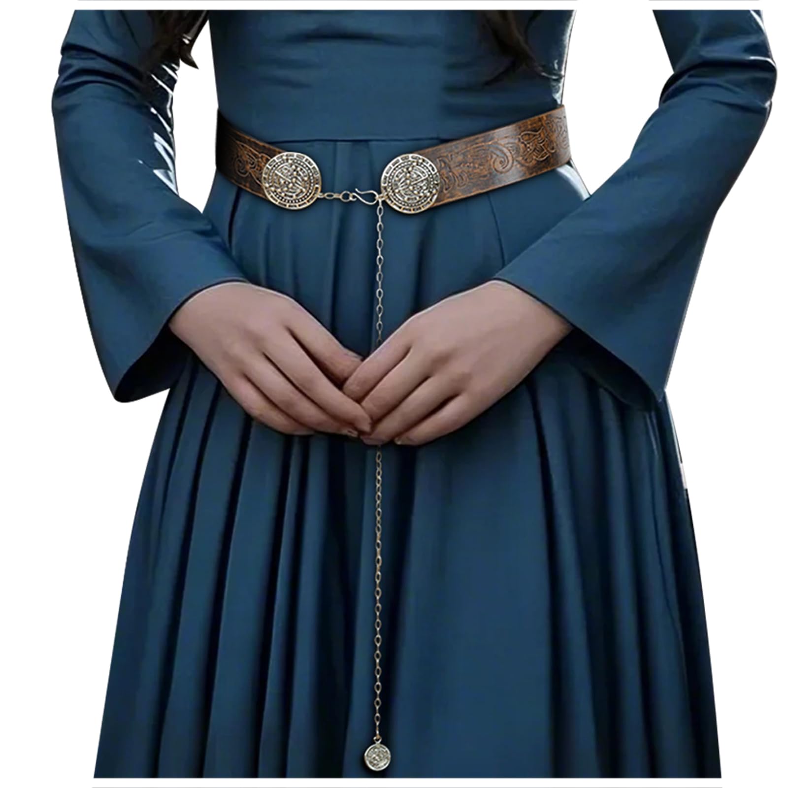 L'VOW Viking Belt Women Renaissance Leather Belt for Dresses LARP Medieval Accessories
