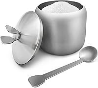 Vista 9 de Tazón de Acero Inoxidable para Azúcar, Frasco para Condimentos de Café, Recipiente para Especias, Olla para Condimentos con Tapa y Cuchara