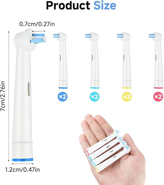 8Pcs Interspace Toothbrush Heads, Precision Clean Electric Toothbrush Head Replacement Brush Heads Compatible with Braun Oral B Electric Toothbrushes for Cleaning Crevices, Bridges and Implants