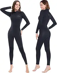 Roupa de mergulho feminina Dark Lightning de 3 mm, roupa de mergulho feminina, manga comprida, roupa de neoprene premium para mergulho e surfe/canoa, macacão (tamanho 7/S)