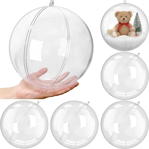 Wettarn Bolas de plástico transparente rellenables de Navidad, bolas transparentes a granel para manualidades, decoración de árbol de Navidad,