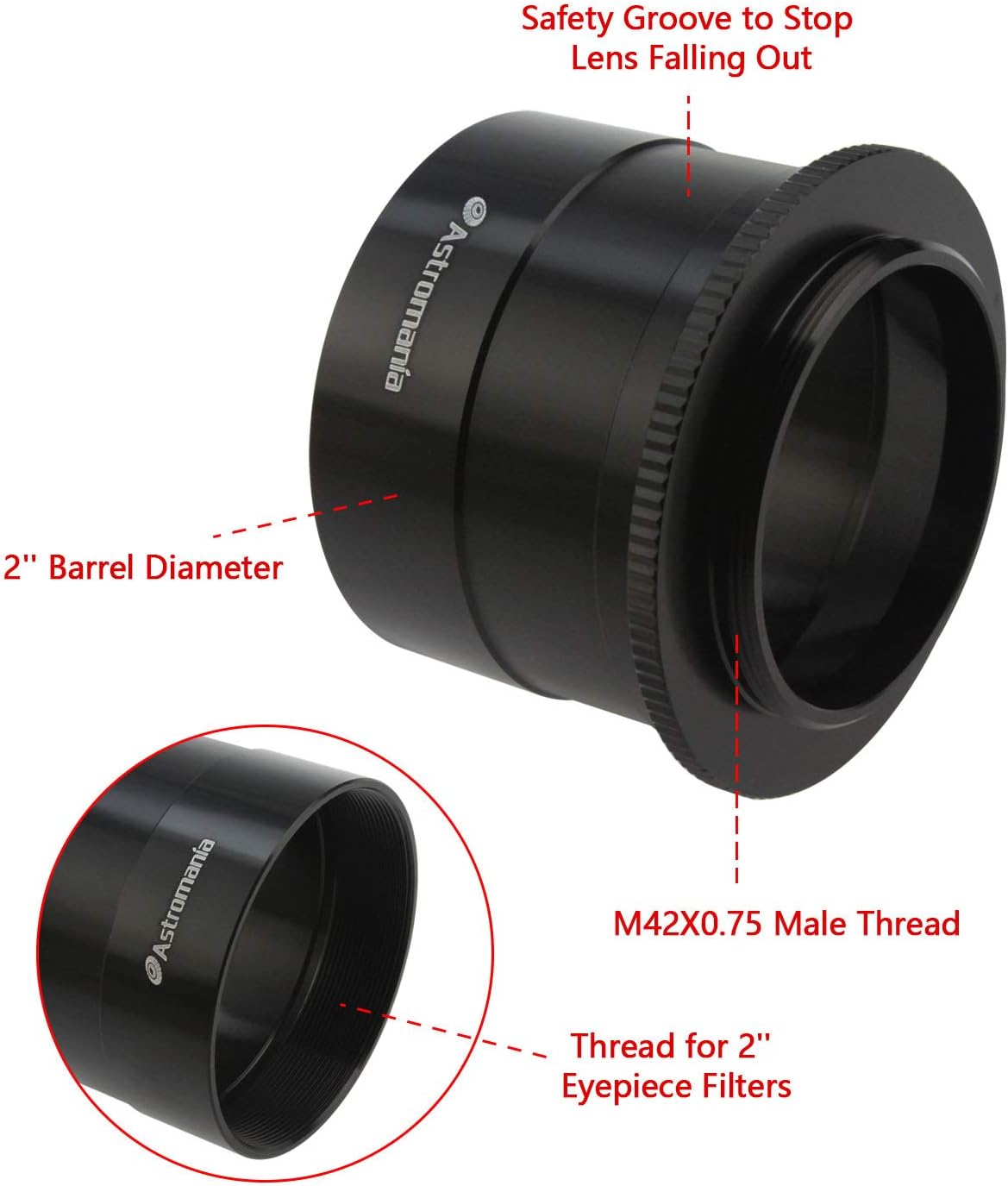 Astromania 2" T-2 Focal Camera Adapter Ⅱ for SLR Cameras - Bundle with - Anti-Vibration Suppression Pads