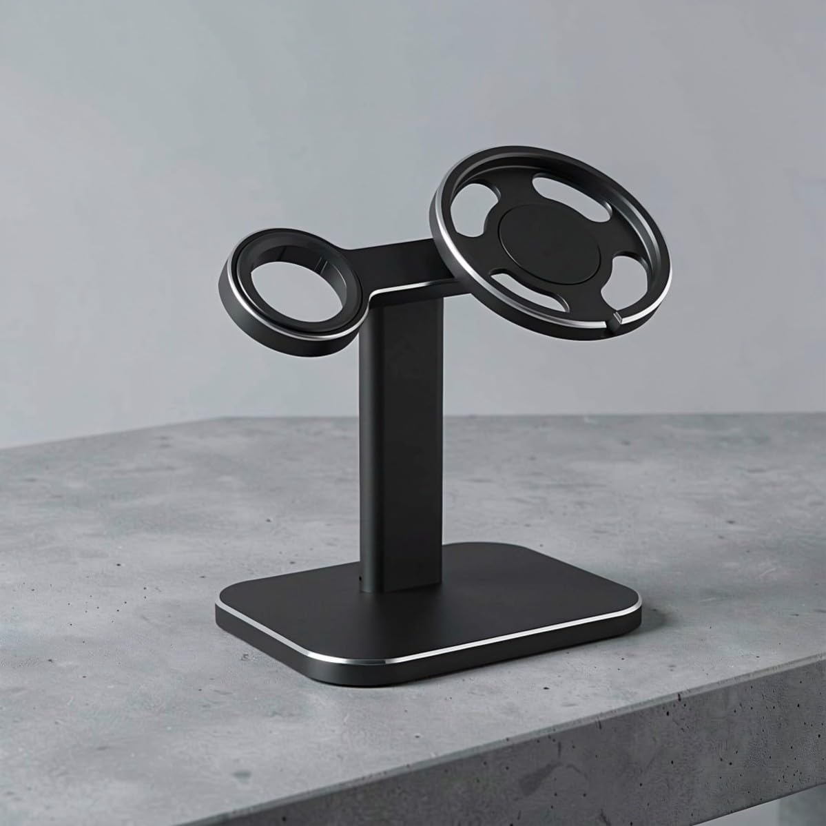 Soporte de Carga Inalámbrico para Teléfono y Reloj de Aluminio Negro
