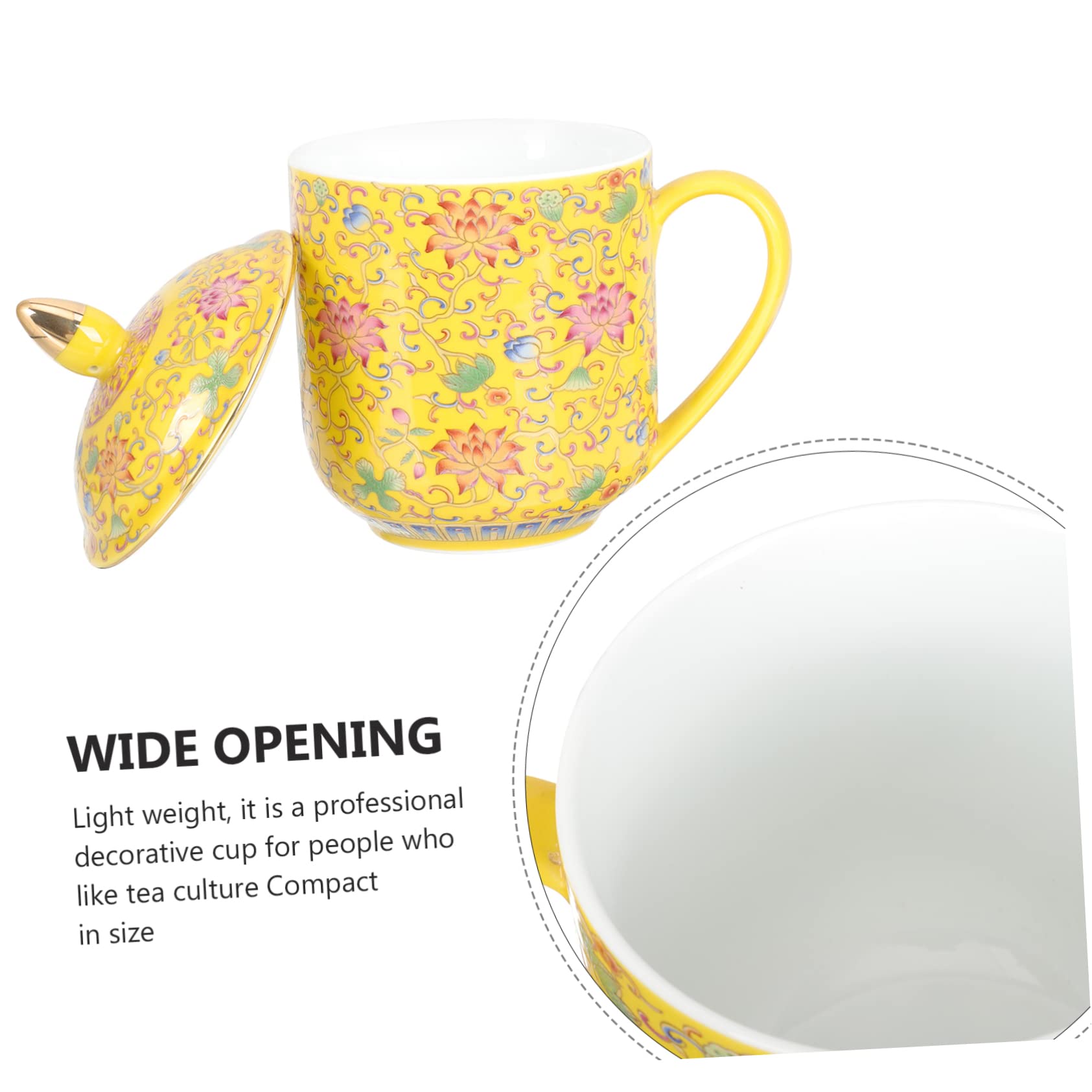 Cabilock Taza de Té de Cerámica con Tapa Estilo Clásico Regalo para Aficionados al Té