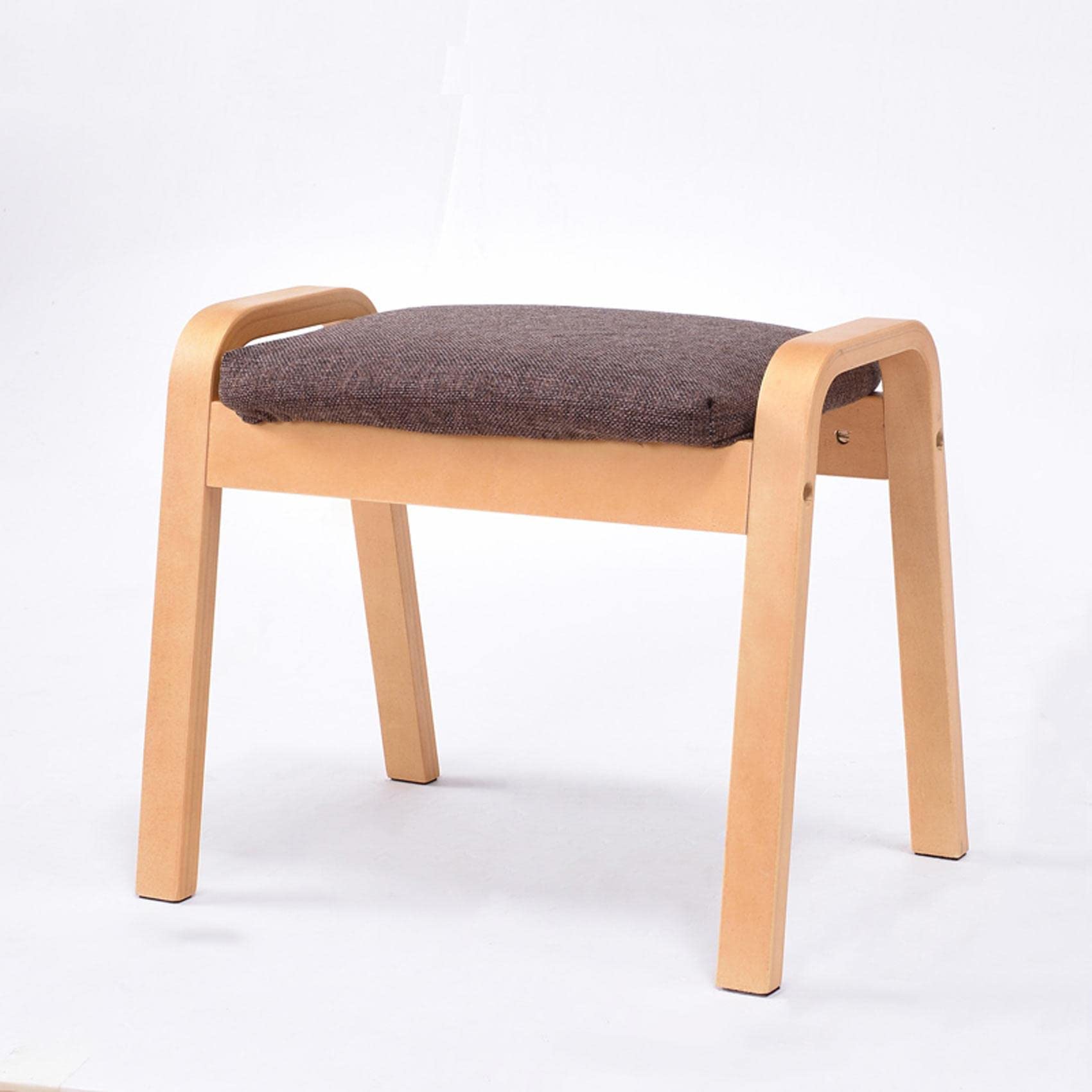 LMMIAOZ Linen Footstool for Living Room and Bedroom Small Square Foot Rest Stool for Shoe Changing Outdoor Stool for Relaxing Brown (44.5X33X36CM)