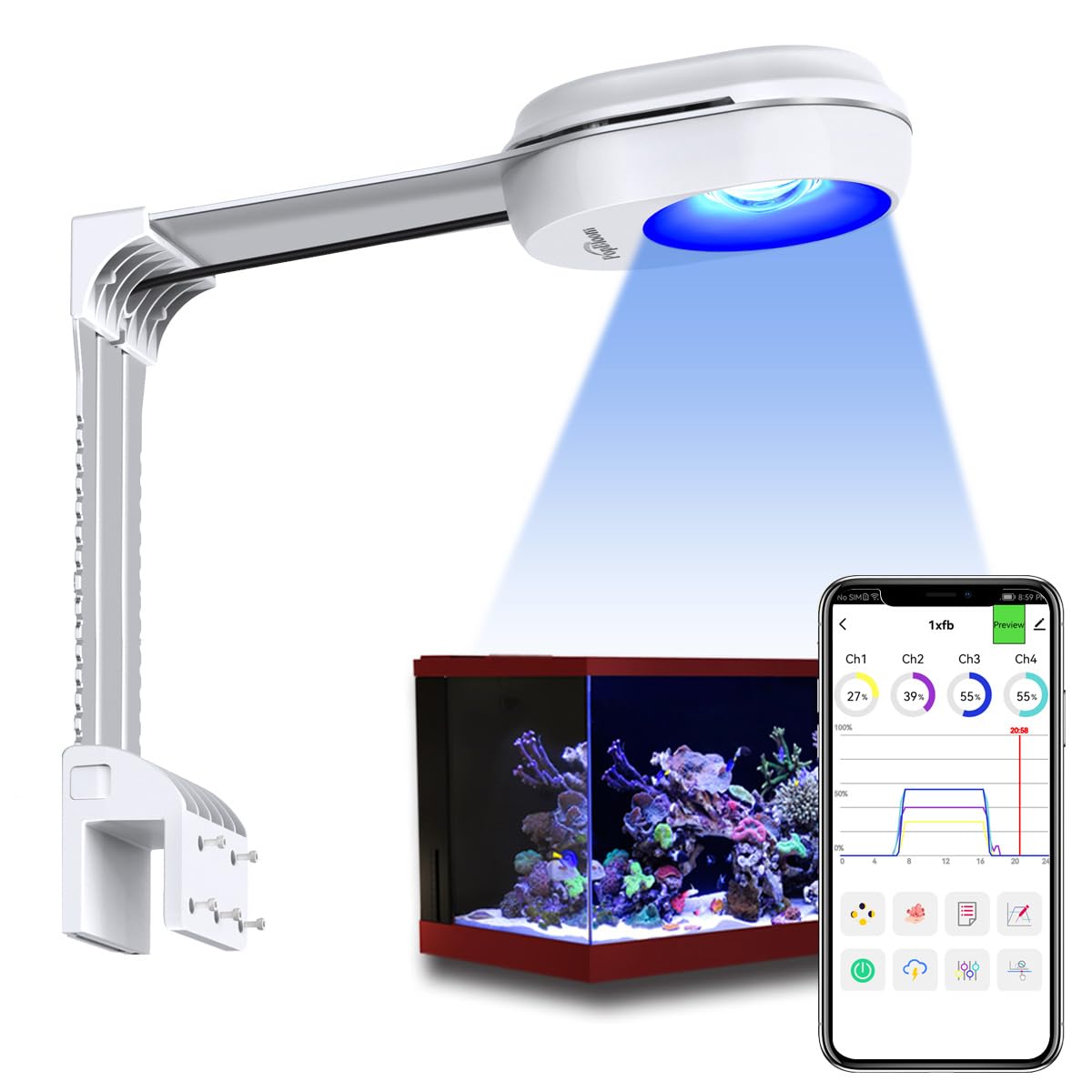 Amazon.com : PopBloom RL60 Smart-APP Control Saltwater LED
