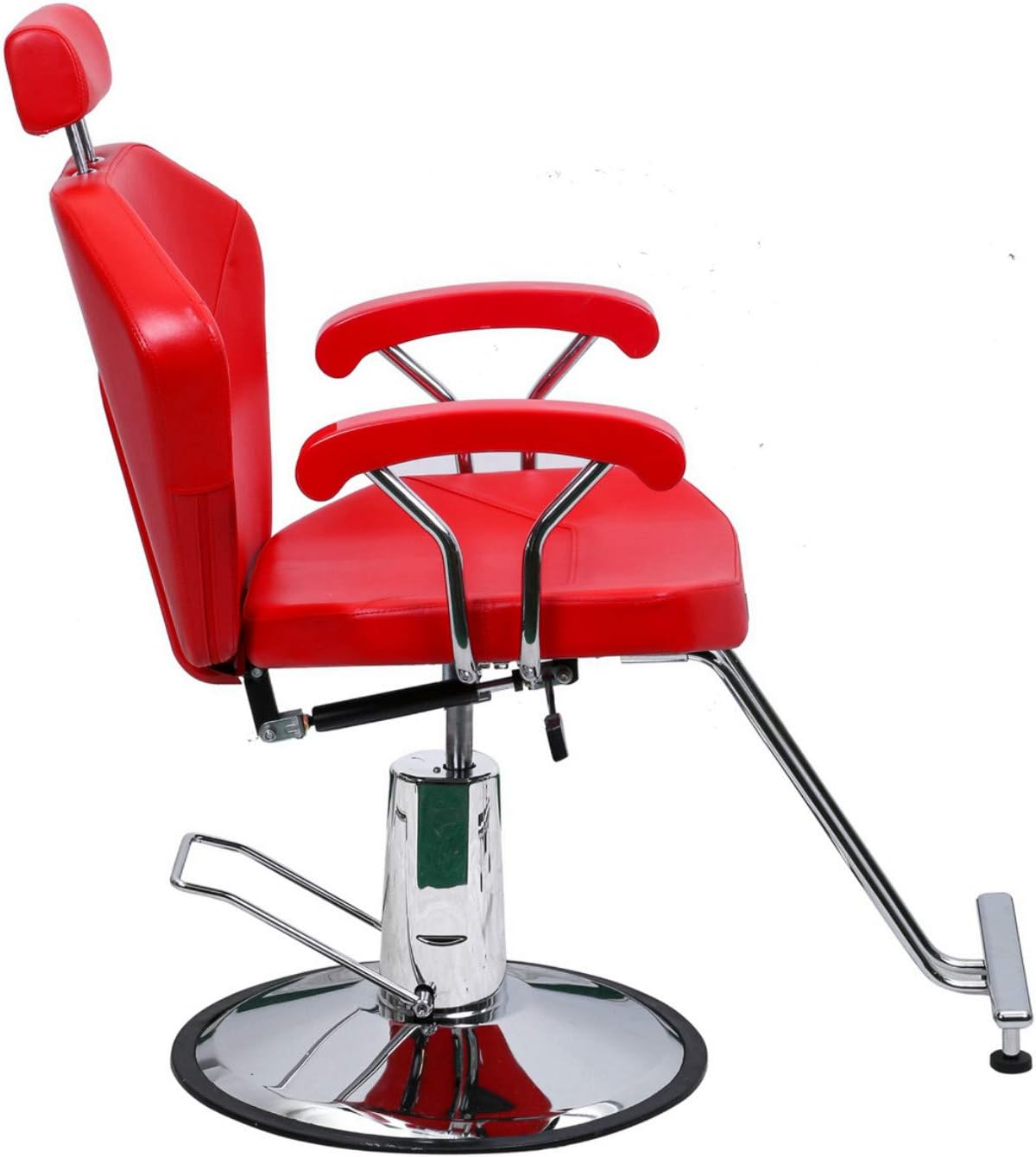 Funnylife Hair Stylist Chair Red Hydraulic Reclining Barber Chair Salon Shampoo Beauty Spa Equipment
