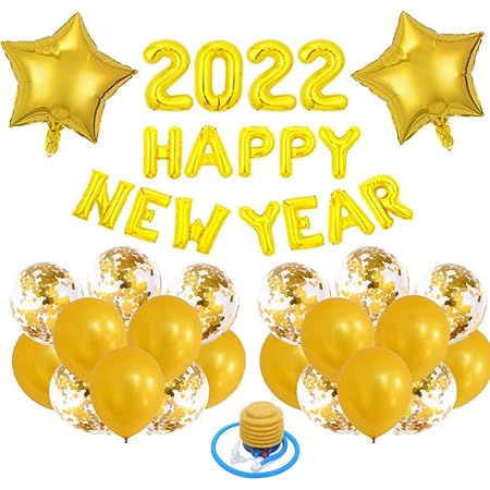 Amazon Braheart 22新年バルーンセット 風船せっと 飾り付け Happy New Year 紙吹雪 お祝い 装飾 元旦 年始め お正月 22数字風船 新年デコレーション 写真背景 店舗装飾 お祝い パーティー 部屋飾り プレゼント ゴールド 風船 バルーン おもちゃ