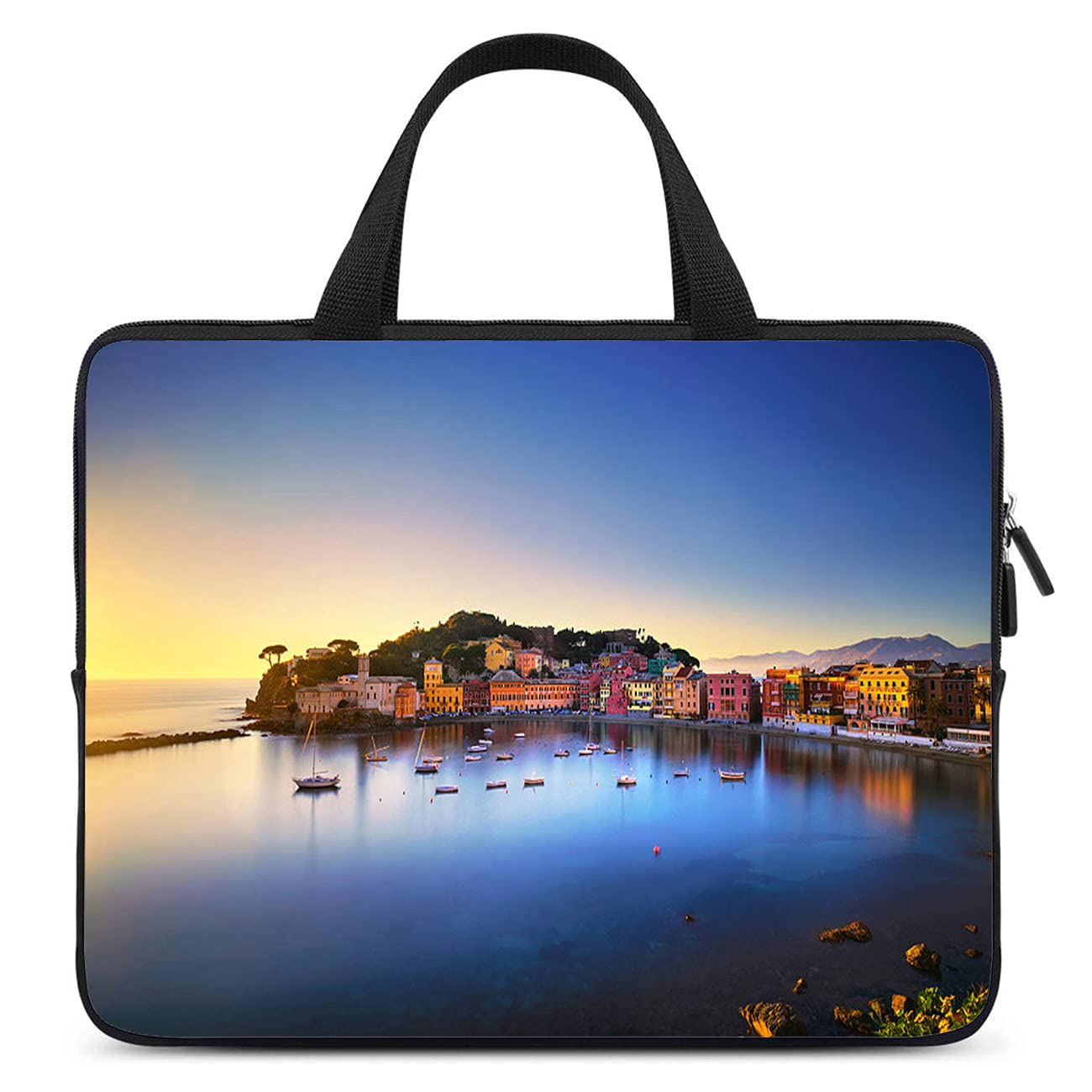 Custom Laptop Bag Personalized Laptop Sleeve Cases With Handle Sailing Sunset Ship Sea Sky Water Ocean Romance Atmosphere Sail Yellow Laptop Bag For Men Women,Business Travel College School 10 Inch