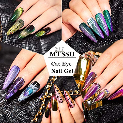 Mtssii Cat Eye Gel Nail Polish Moonstone Cat Eye Chameleon Magnetic Gel Galaxy Cat Eye Nail Polish With Starry Sky Effect 6 Colors Nail Polish Set Manicure Nail Art Gift With 1 Magnet Stick #TOP2
