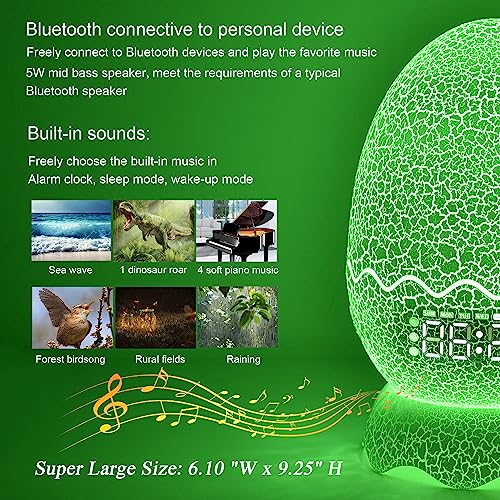 Mtdyhy 2023 Unique Dragon Egg Alarm Clock/Night Light/Lullaby White Noise/Bluetooth Speaker 4-In-1, Remote Control 16 Colors & Brightness & Volume, Gift For Kids/Adult #TOP4