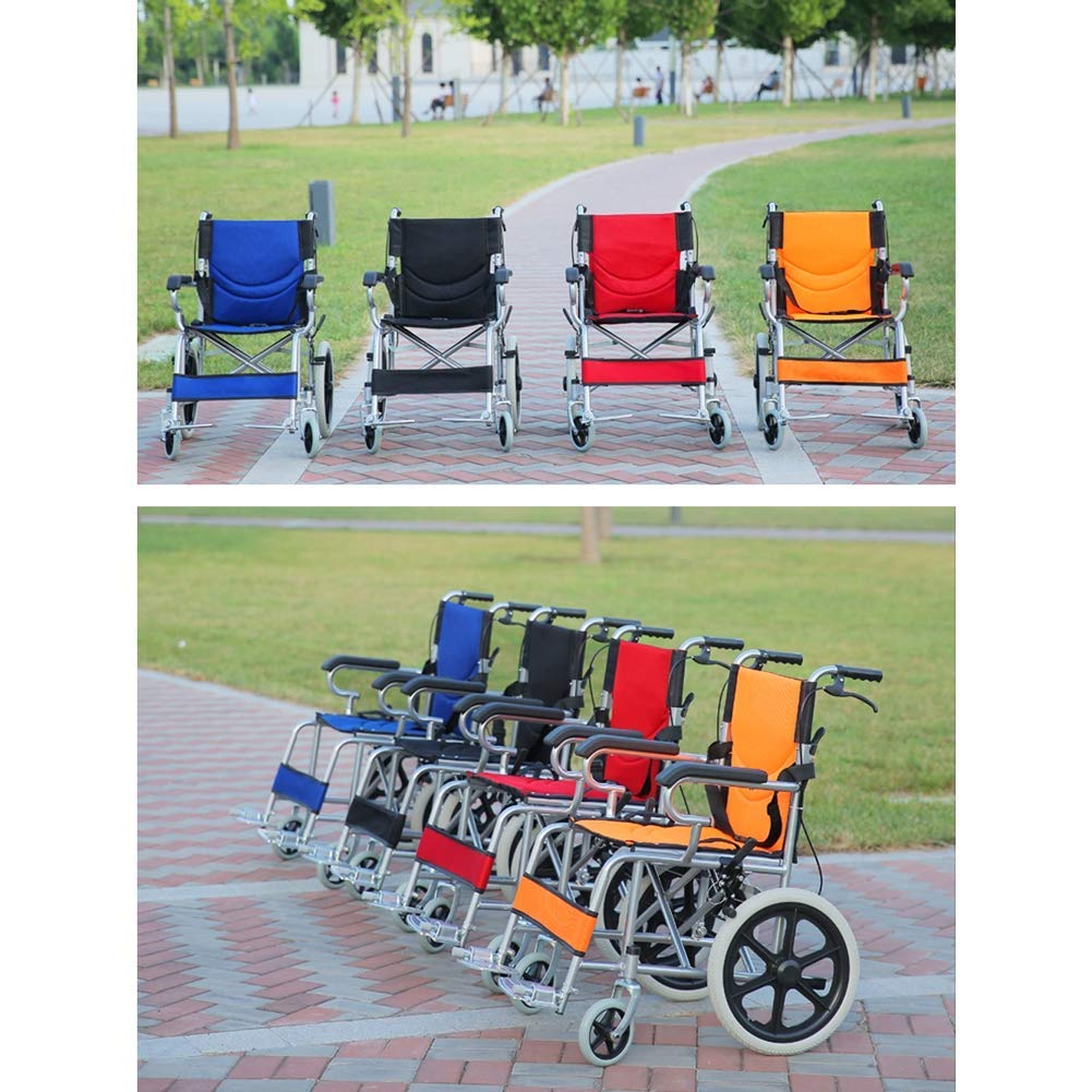 Silla de Ruedas Manual,Sillas de Ruedas Silla de Ruedas de Aluminio, Chasis Ligero Y Plegable, Silla de Ruedas con Propulsión Auxiliar/Blue