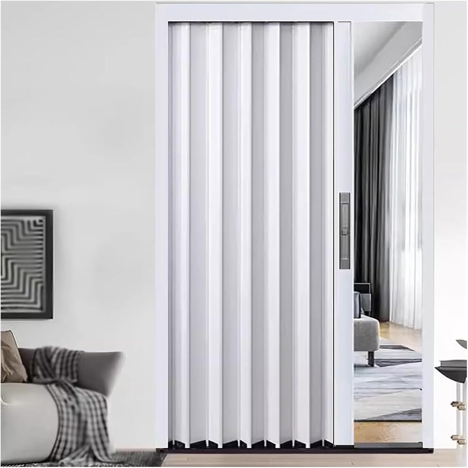 Porte AccordéOn Portes AccordéOn PlisséEs IntéRieures, Portes De Placard Pliantes Porte Coulissante IntéRieure En Aluminium Avec Serrure,Panneau De Porte AccordéOn,38x80in(96x203cm)