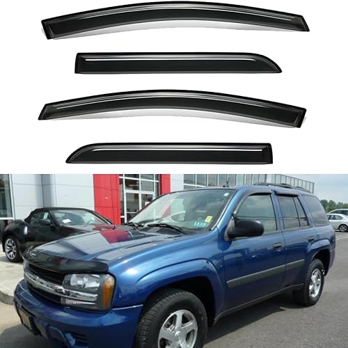 Wensdy - Juego de 4 deflectores de viento para ventanas laterales, protectores de sol y lluvia de montaje exterior, visores ahumados oscuros