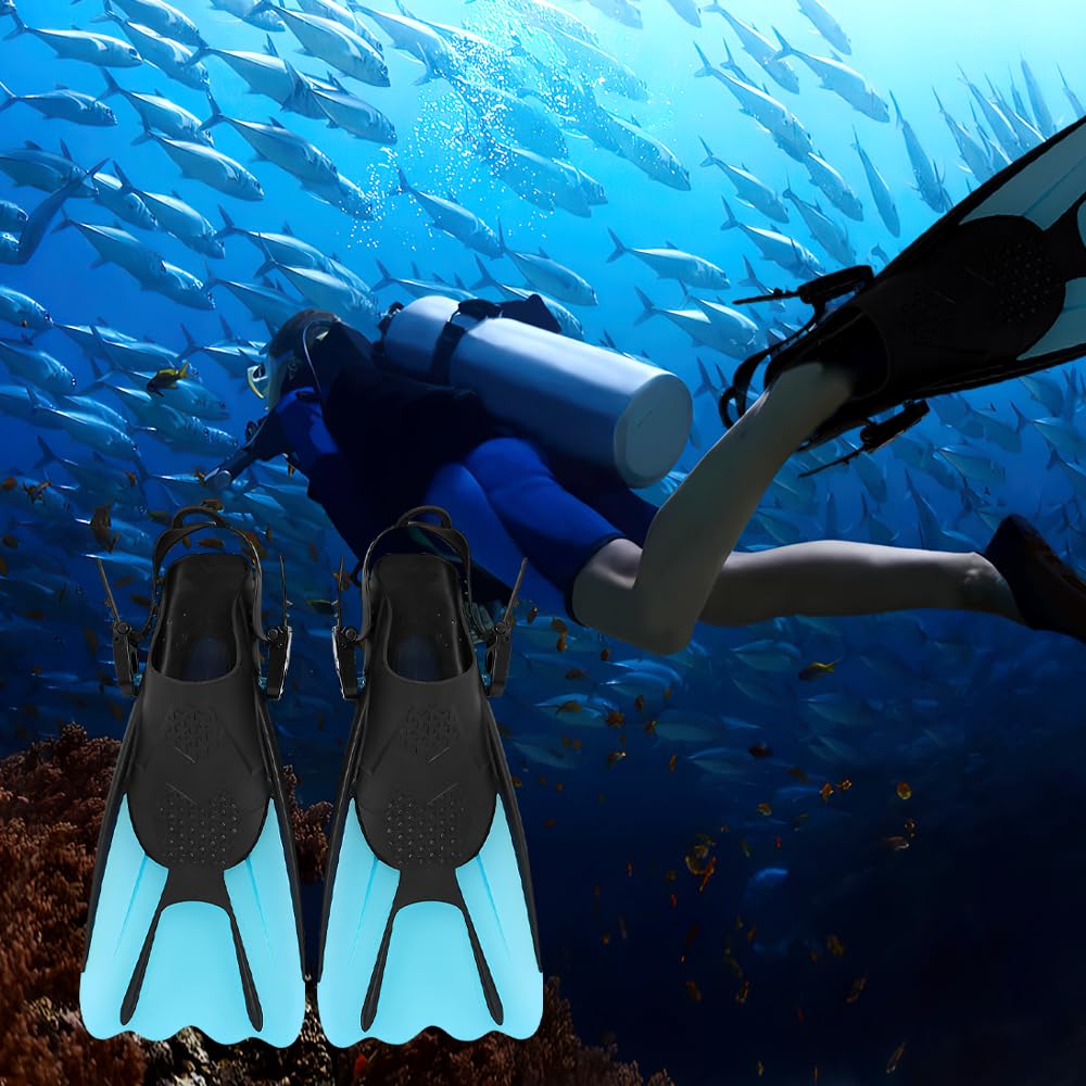 Schnorchelflossen, Verstellbare Schwimmflossen Gr.34-38, Unisex Taucherflossen für Kinder & Erwachsene, Kurze Flossen Kinder Erwachsene Verstellbare Flossen für Schwimmen und Schnorcheln