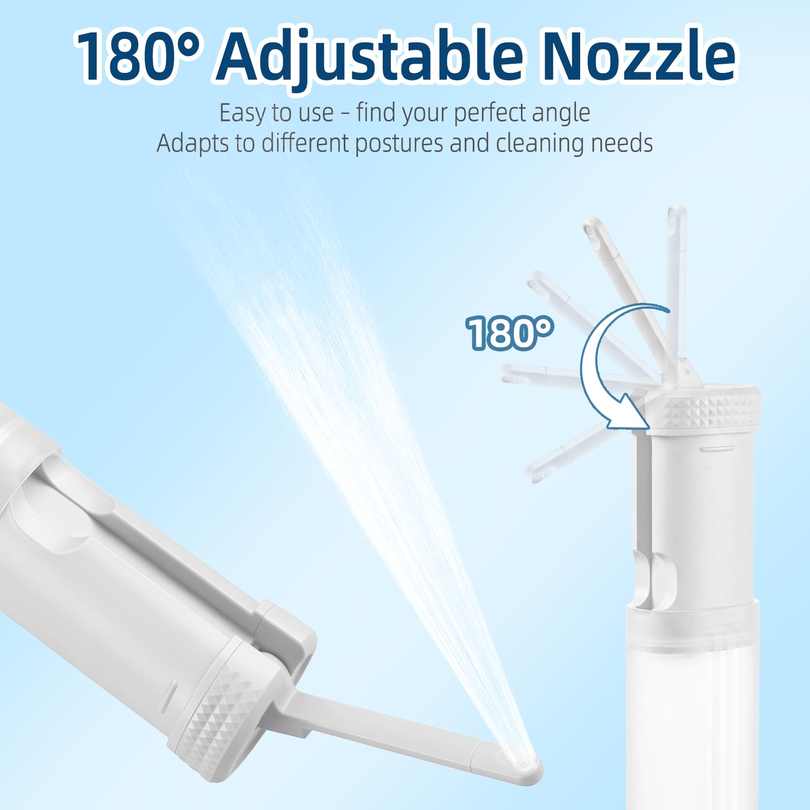Bidet portatile ricaricabile – IPX7 impermeabile con ugello 180° regolabile, 2 modalità di pulizia & 3 livelli di pressione, display LED per viaggi, campeggio, casa e post parto