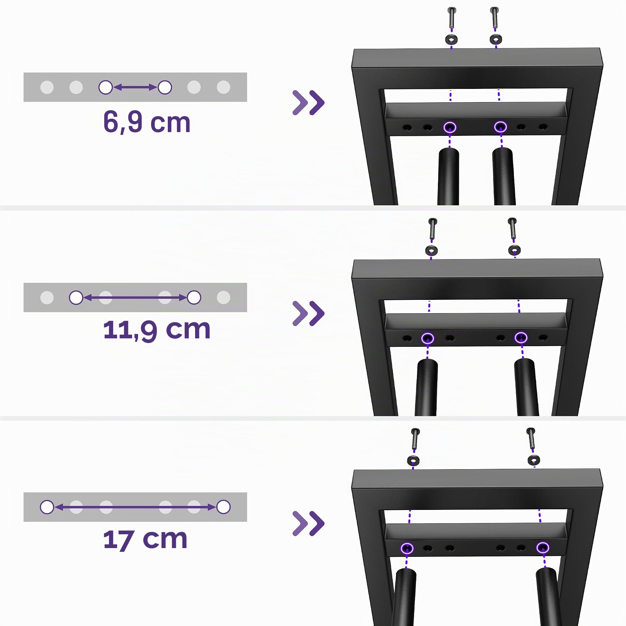 Niffgaff Estante regulable de 3 niveles con base ampliada y ganchos laterales, capacidad 210 kg para gimnasio en casa