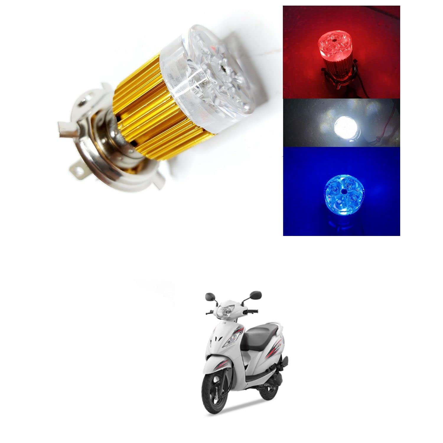 PRIKNIK Led Headlight Bulb 12W 4 Led Color White Light H4 Lamp Compatible With T-VS Wego