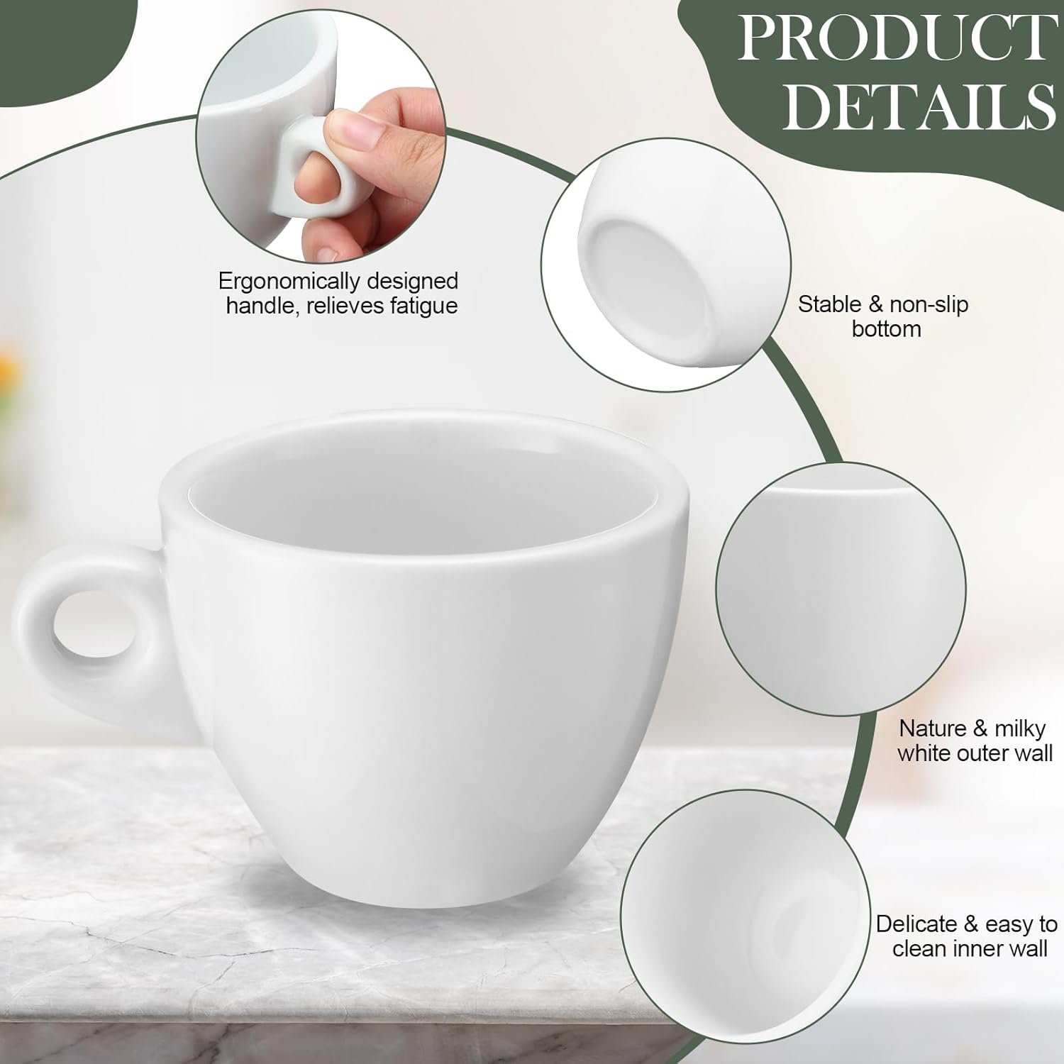 12 Pcs Porcelain Espresso Cup Set 5 oz 150 ml White Tiny Ceramic Coffee & Tea Mugs for Cafes Offices Homes and Restaurants