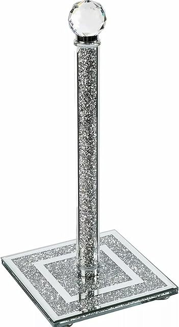 ProTech Silver Crushed Diamond Crystal Filled Tissue Roll Holder, Crystal Kitchen Roll Holder, Kitchen Freestanding Holder, Best Option to Gift, Tissue Holder, Diamante Sparkle Bling Accessories
