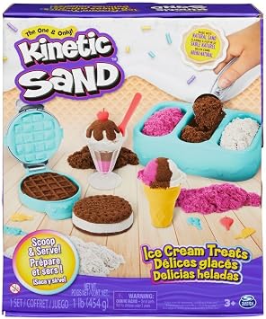 Kinetic Sand Sable Magique - Ice Cream Delices Set 454 g + 6 Tools - Create Different Hypnotizing Shapes with This Magic Sand Like Modeling Dough - Childrens Toy 3 Years and Above