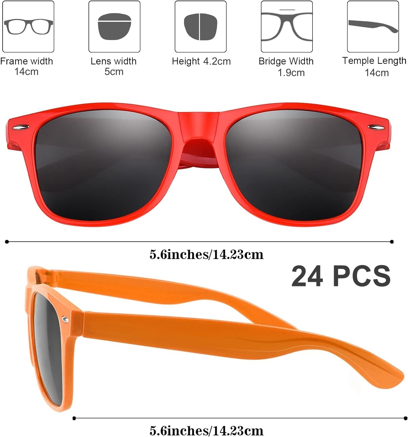 KAHEIGN 24 Piezas Gafas de Sol de Neón para Niños, 12 Colores Gafas de Sol de Playa con Protección UV400 a Granel para Chicos Chicas Verano Playa Piscina Carnaval Premios Cumpleaño Fiesta (13CM x 4CM)