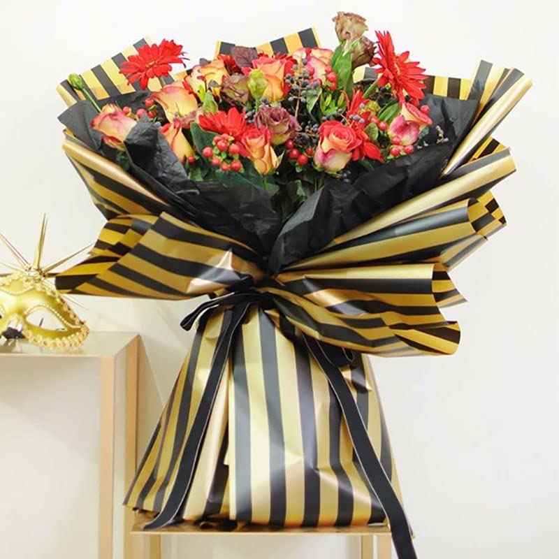 Image of Oasis Cellophane Sheets For Multipurpose Gift-Hamper Packaging 58x58cm, 20 Sheets, 50 Microns Flower Wrapping Chex Print Sheet (a) Green Stripes)