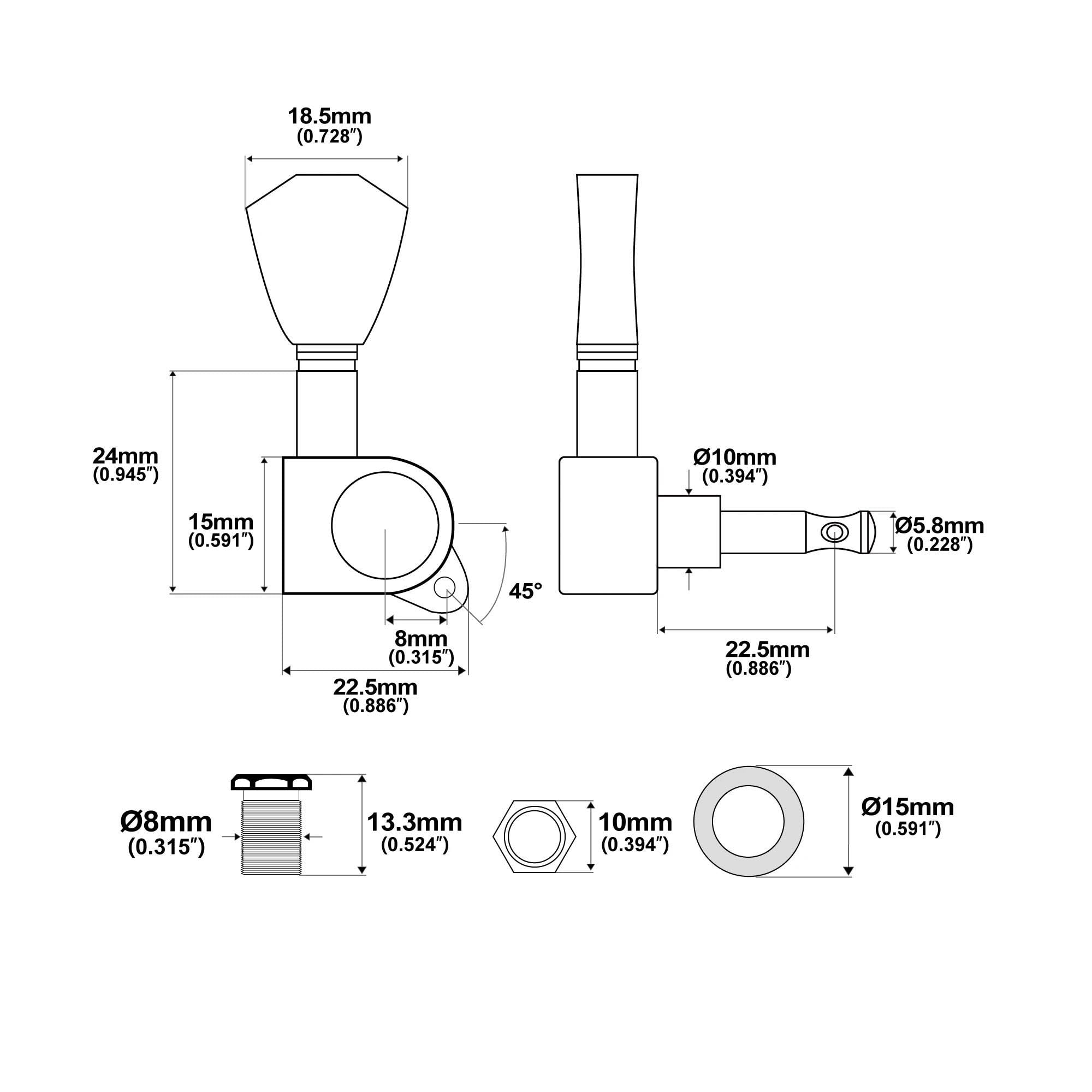 Estándar Guitarra Clavijas De Afinación Clavijas De Máquina Completamente Selladas Con Relación 15:1 Clavijas Afinación Teclas Para Guitarra Eléctrica Acústica(Type5)