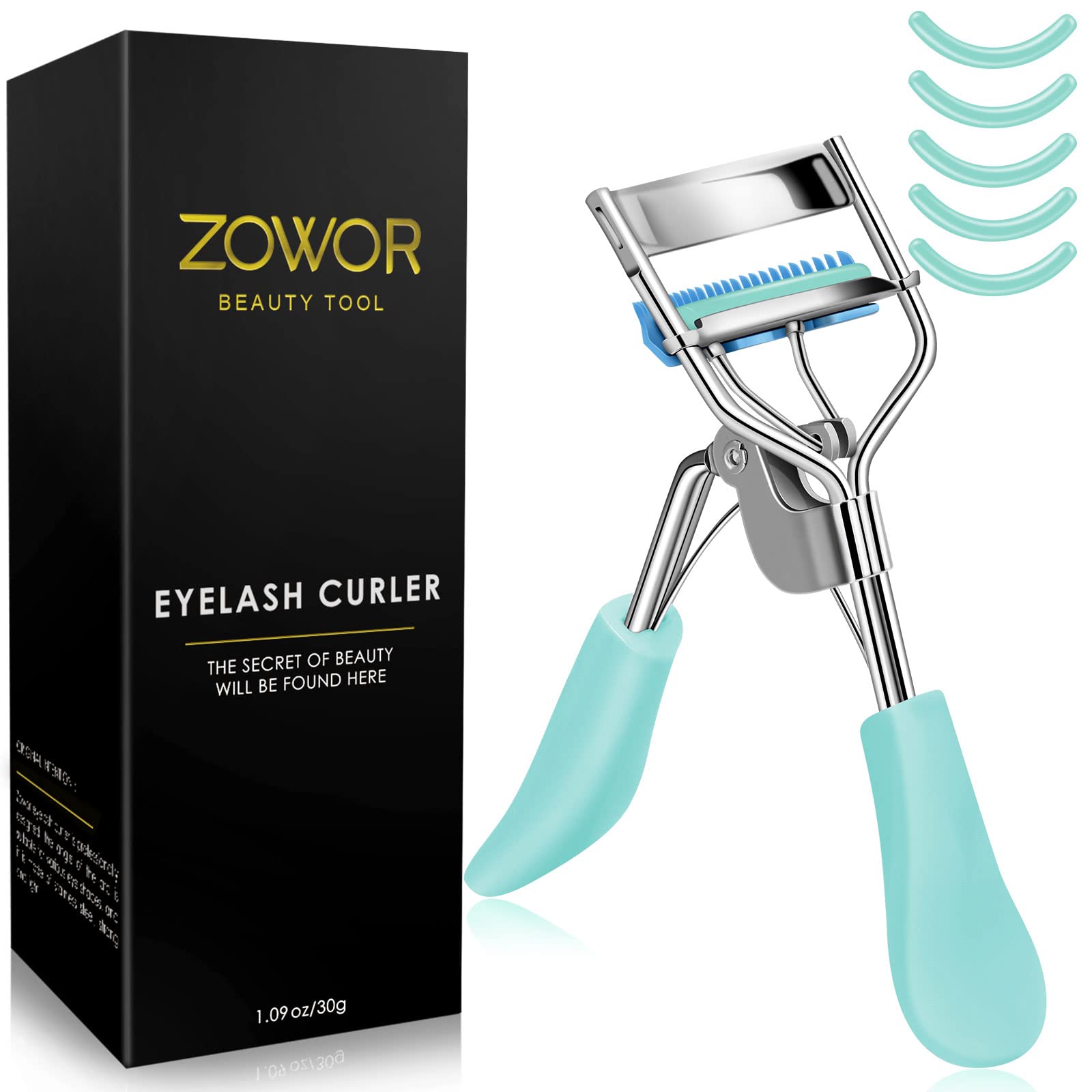 Eyelash Curler with Comb Fit All Eye Shape Curved Eyelash Curlers,Natural and Long Lasting Lash Curler for Women Make Up Gift(Blue)