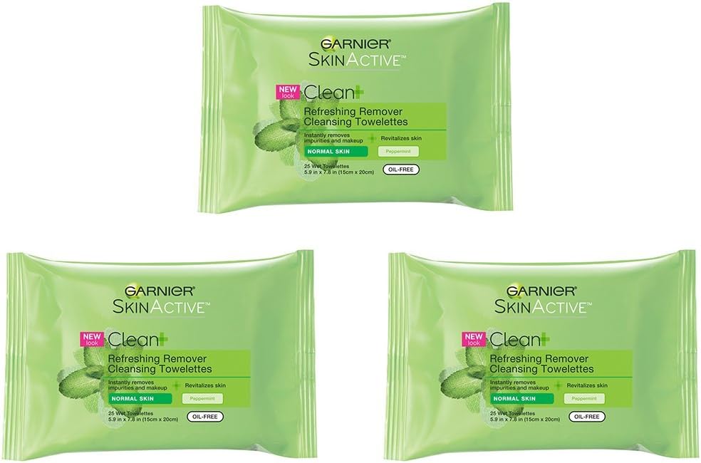 Garnier Clean+ Refreshing Makeup Remover Wipes, 25 Wipes, 3