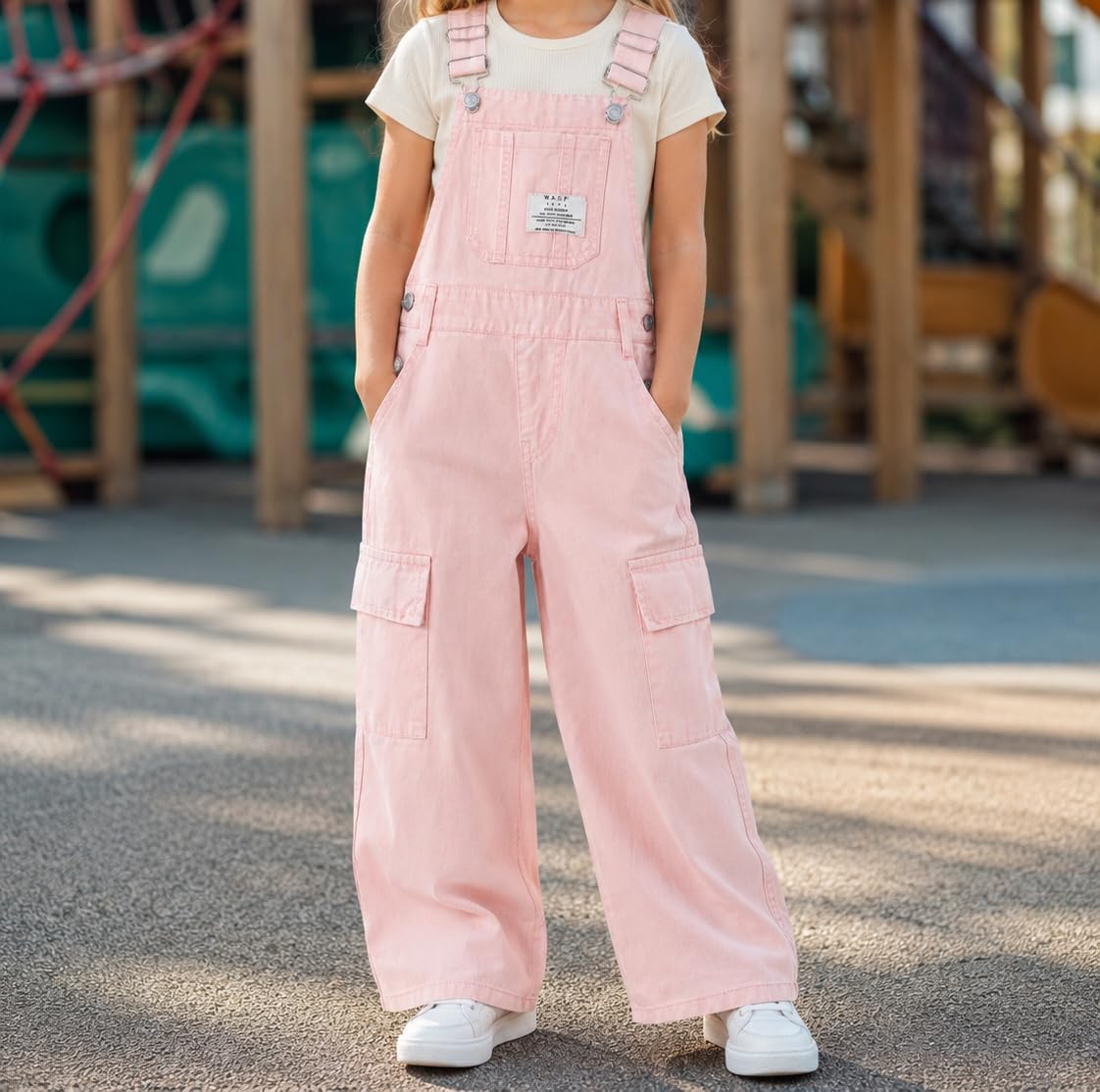 KIDSCOOL Big Girls Salopette Cargo in Jeans Tuta per bambini 6-14T