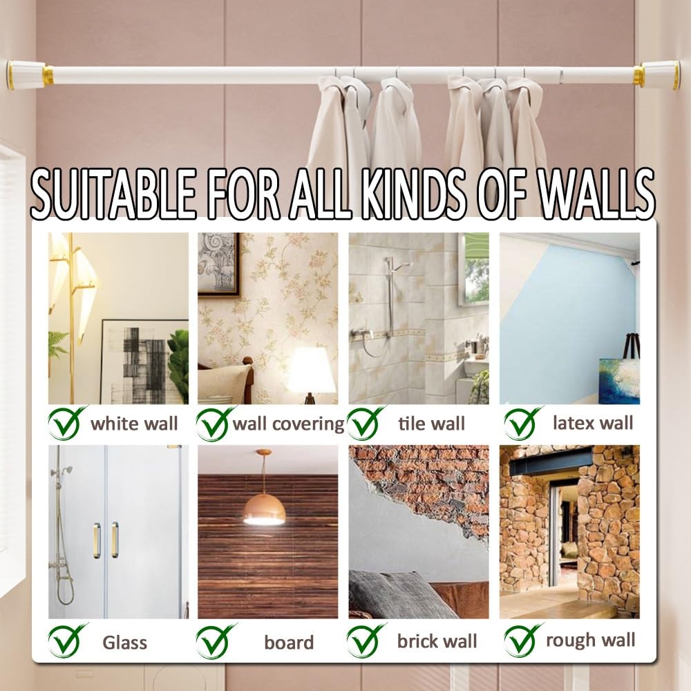 Tringle à rideaux réglable sans perçage pour fenêtres et douches, extensible de 39,4 cm à 500 cm, facile à installer, décoration d'intérieur polyvalente en jaune, parfaite pour n'importe quelle pièce