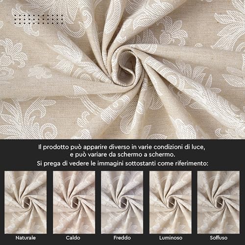 Encasa XO Dining Table Runner per 4 seater I Dimensione 32x150 cm | Florale Beige Jacquard Style Stampa su cotone casalingo | Colori veloci, lavabili in lavatrice - immagine 6