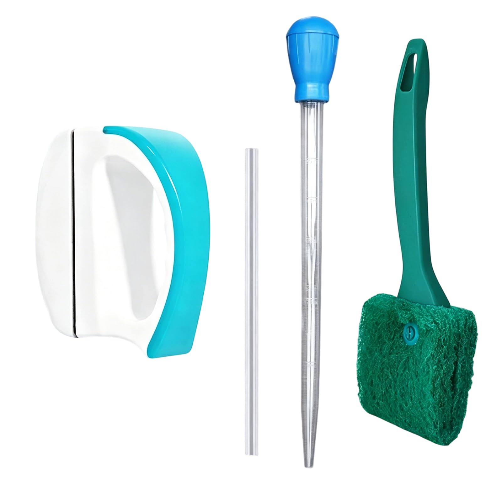 KFSCIP 3-Piece Fish Tank Glass Cleaner, Magnetic Aquarium Glass Cleaner Set, Fish Tank Accessories for Glass Aquariums, Includes Short and Long Handles with Extension Tube for 4mm Glass Thickness