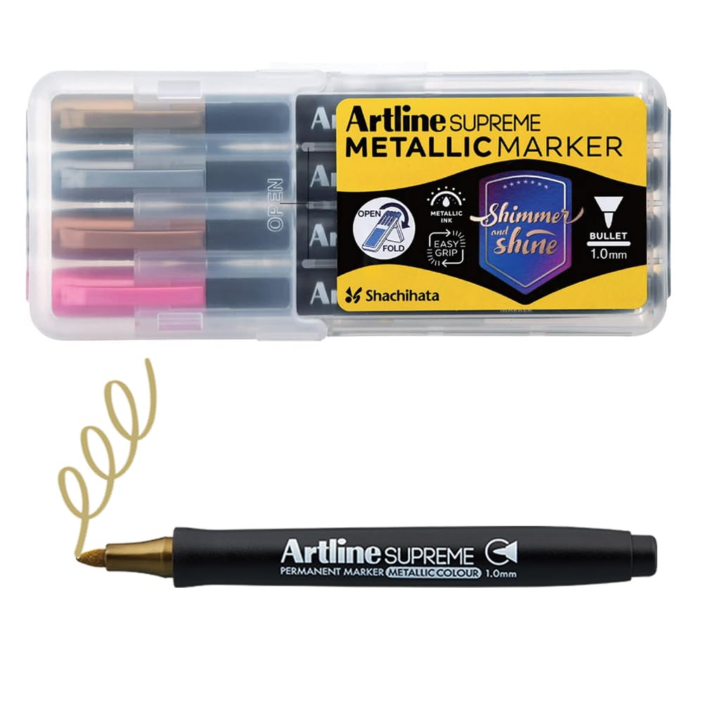 Supreme Metallic Permanent Marker in Mount Gold, Mount Silver, Mount Bronze & Mount Pink | Vibrant Metallic Colors & Smooth Application On Various Surfaces