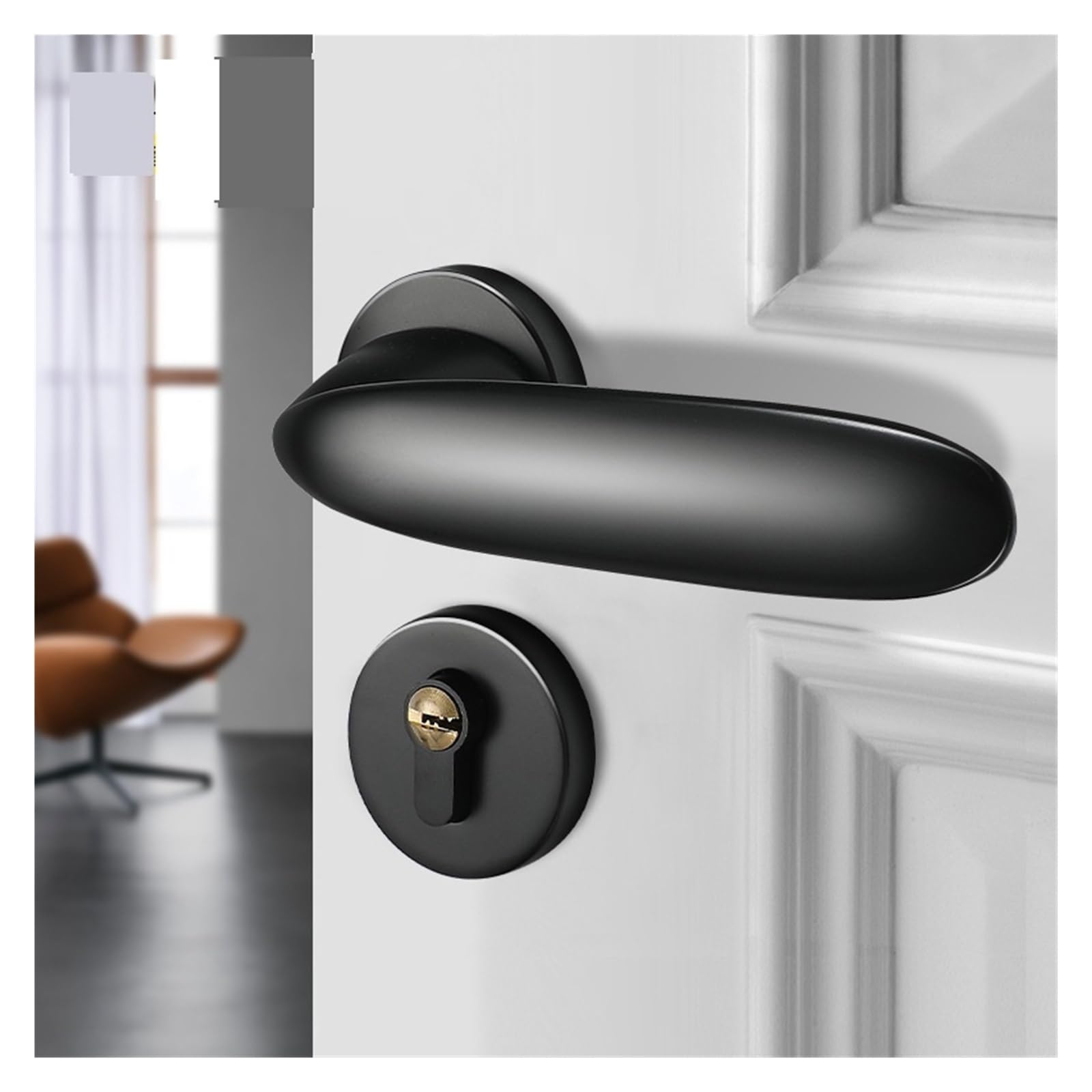 NYRXRYTCA American Black Bedroom Door Lock Gold Light Luxury Indoor Magnetic Silent Door Lock Modern Simple Room Door Lock(Nero,58 Silent Lock)