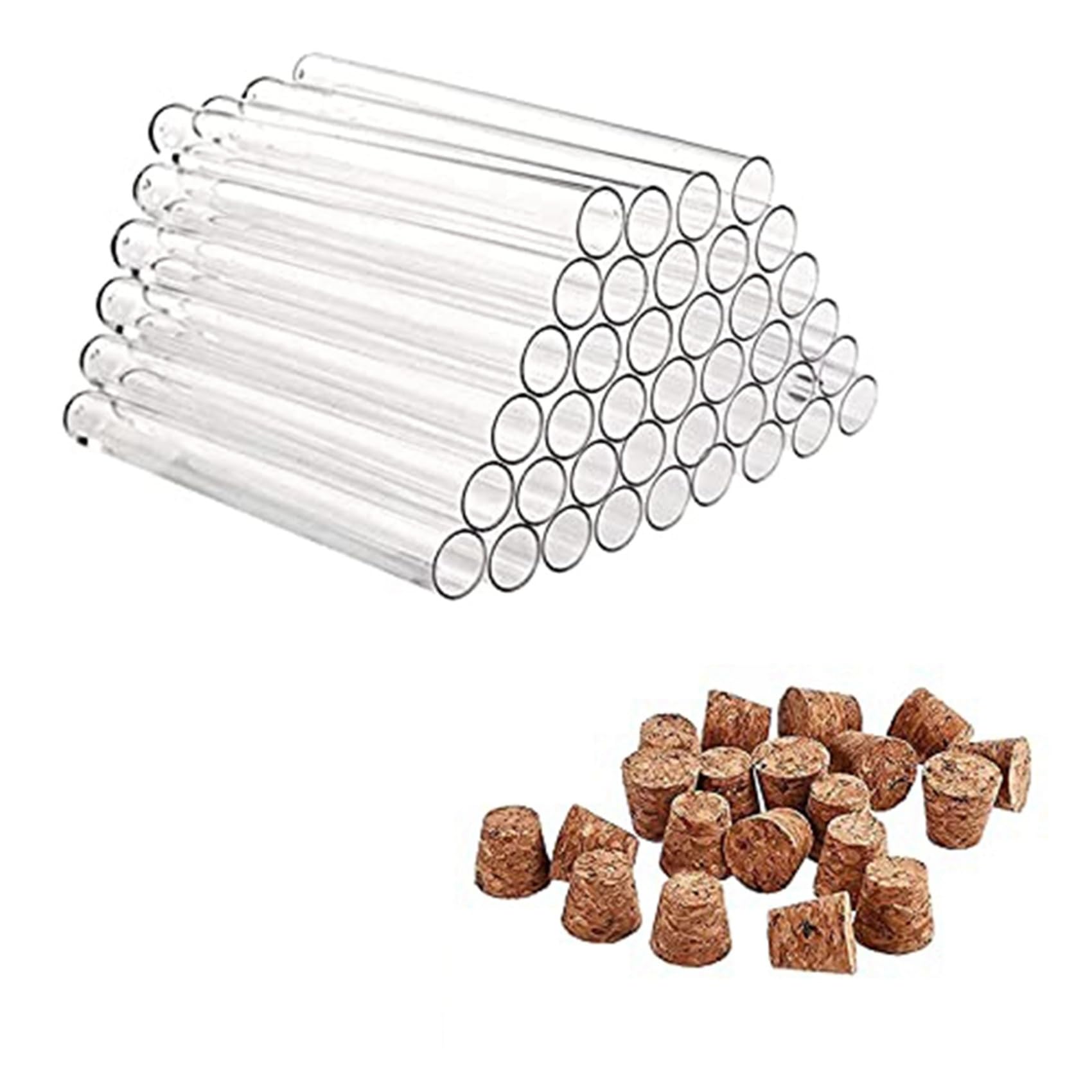 Paquete de 160 Tubos de Ensayo de Plástico con Corcho, Tubos de Ensayo de 20 Ml para Flores, para Manualidades, Dulces, Líquidos, Flores, 150 X 16 Mm