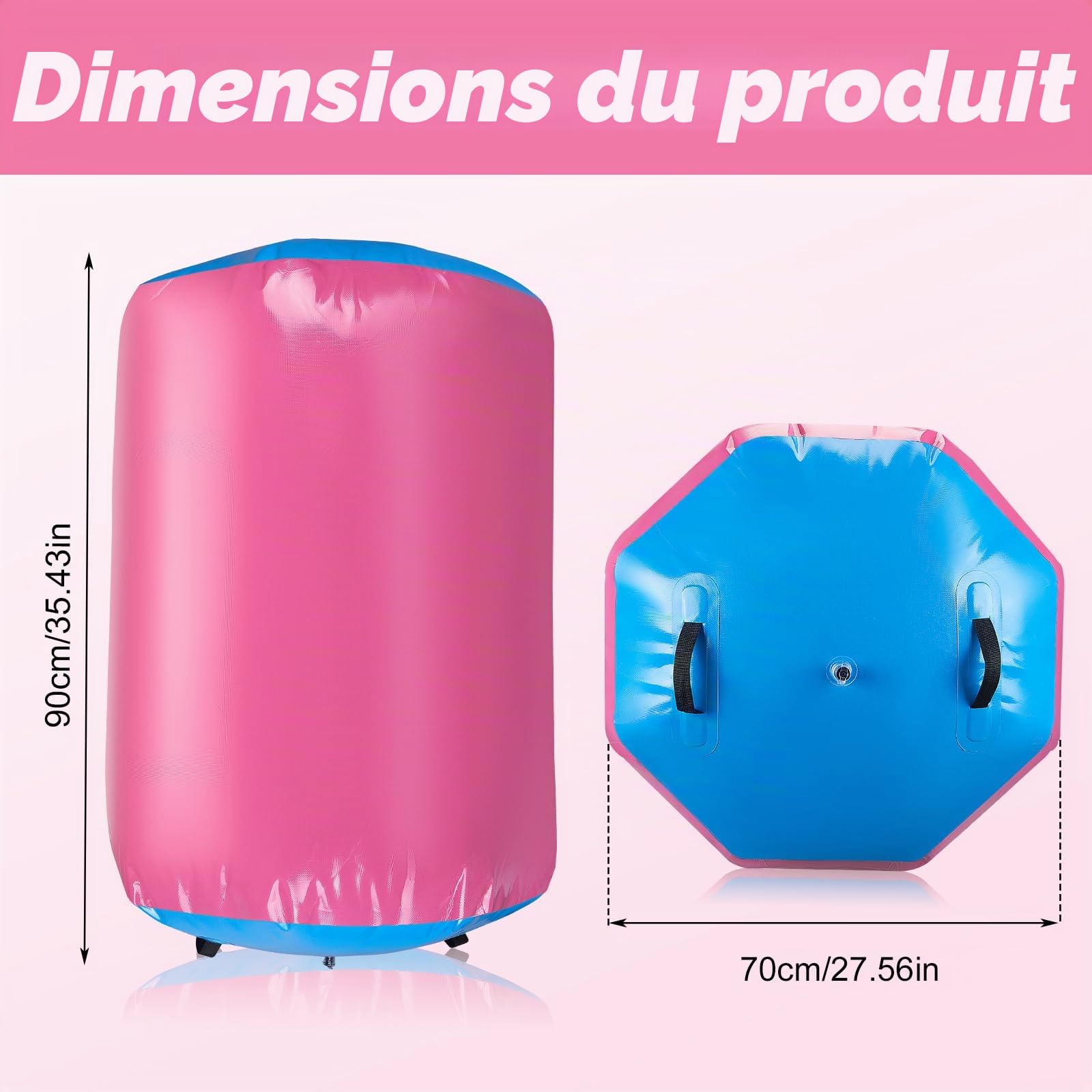 Rouleau Gonflable Air Roll, 90 * 70 cm Air Track Gymnastique, Tapis de Gymnastique avec Pompe Électrique pour la Maison, l'extérieur, le Fitness, l'entraînement, le Yoga, le Backflip